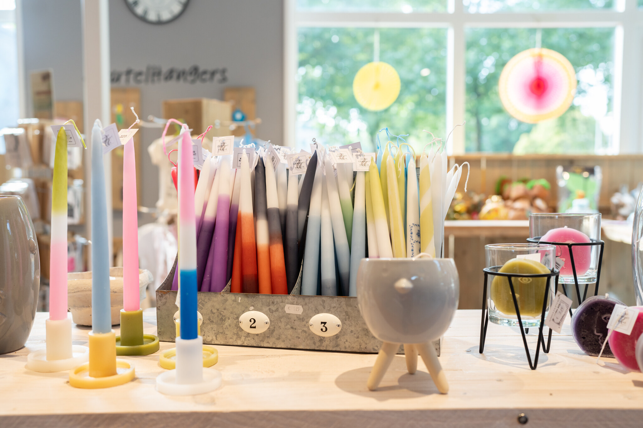 • Dipdye dinerkaarsen in merkkleuren – maatwerkset, handgemaakt